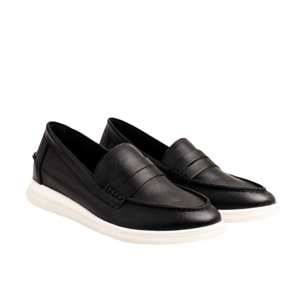 Rubber Sole Leather Penny Loafers